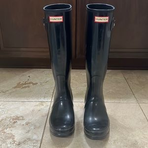 Tall Hunter Rain Boots, Navy, Size 9